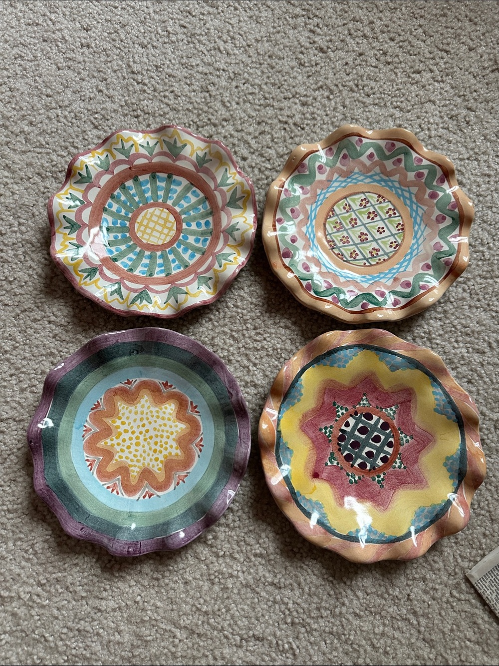 Mackenzie-Childs Scalloped Ceramic Plates - Set of 4